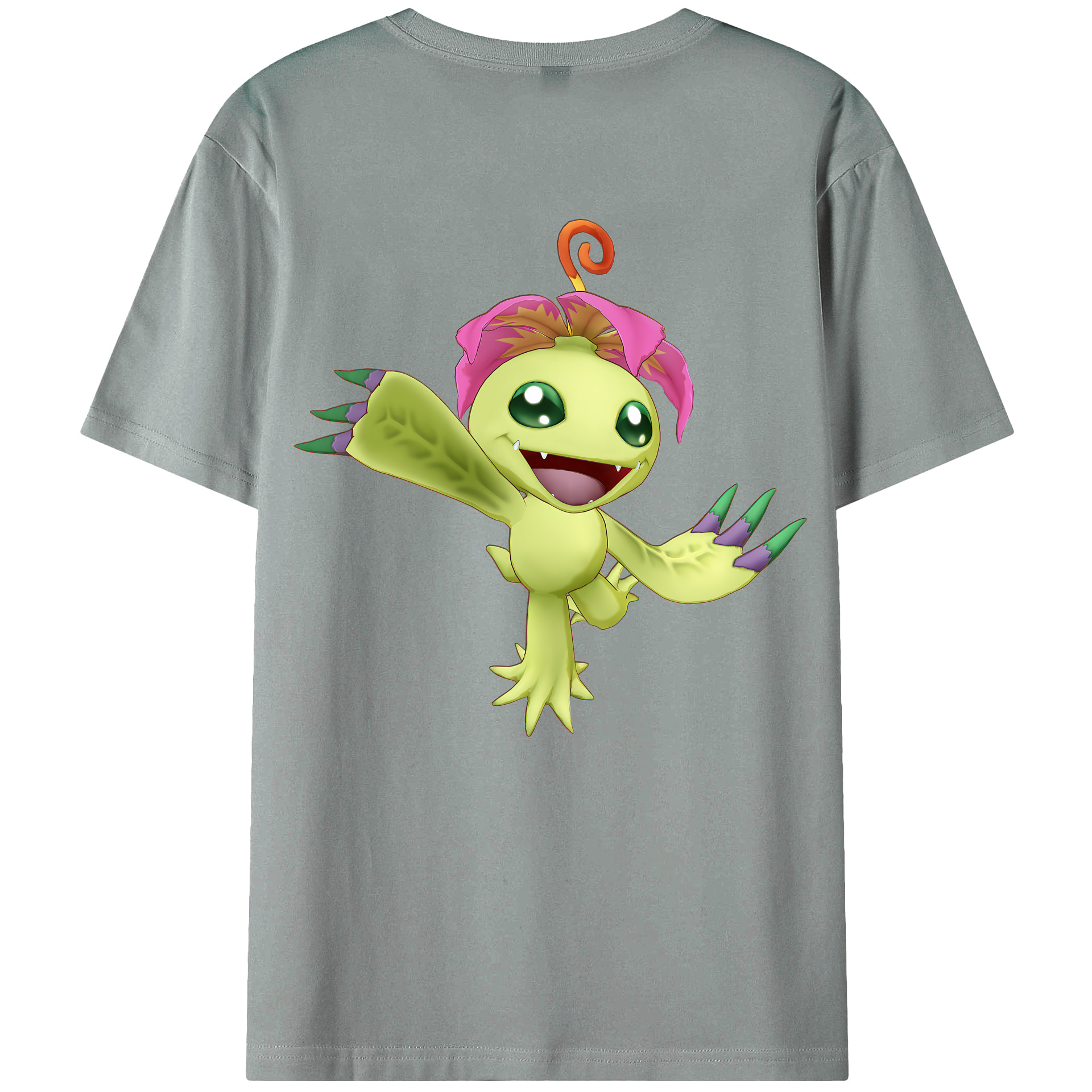 （画像用） Digimon デジタルモンスター/デジモン 綿100％ メンズ半袖Tシャツ（バックプリント） 通気性